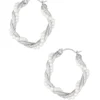 Silberne Creolen „Pearl Swirl Hoops“ mit gedrehtem Design und Perlen – Edelstahl